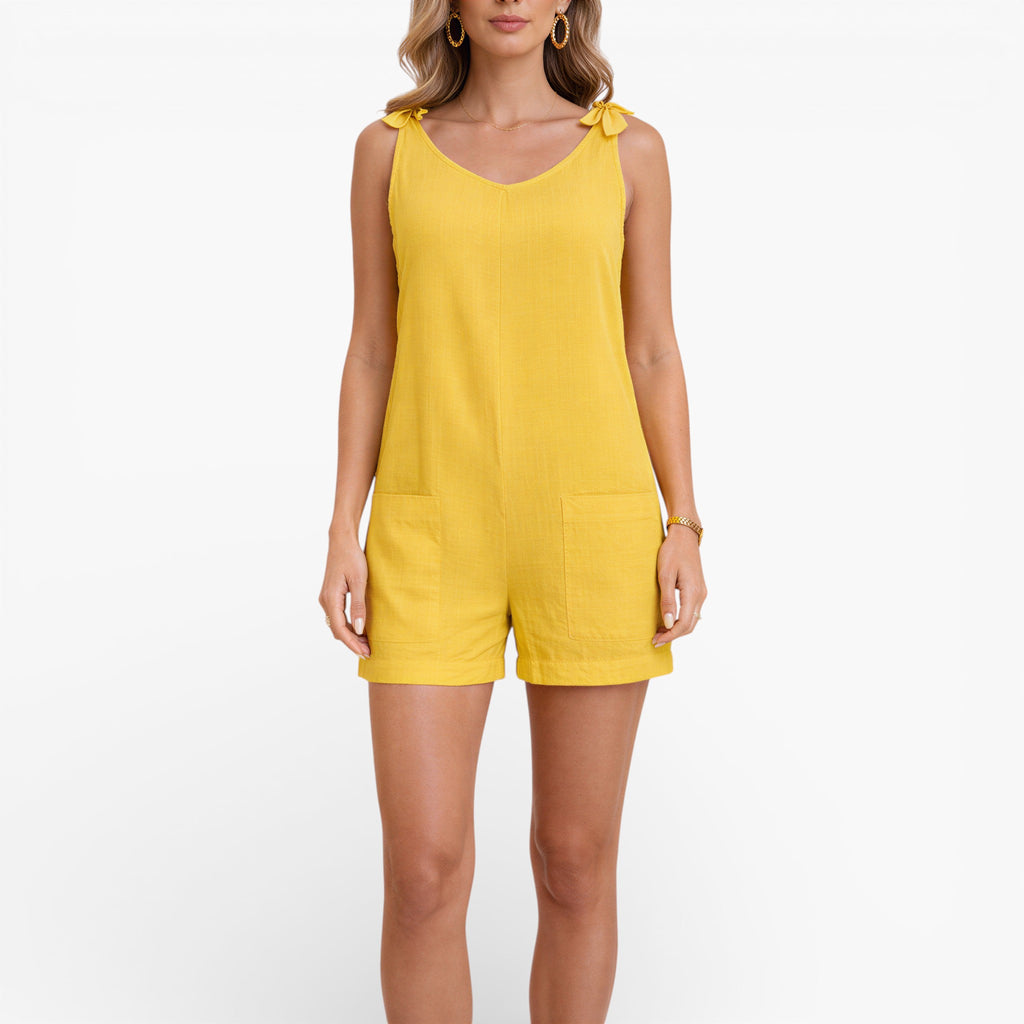 Women’s Linen Blend Playsuit Comfortable Sleeveless Summer Wear