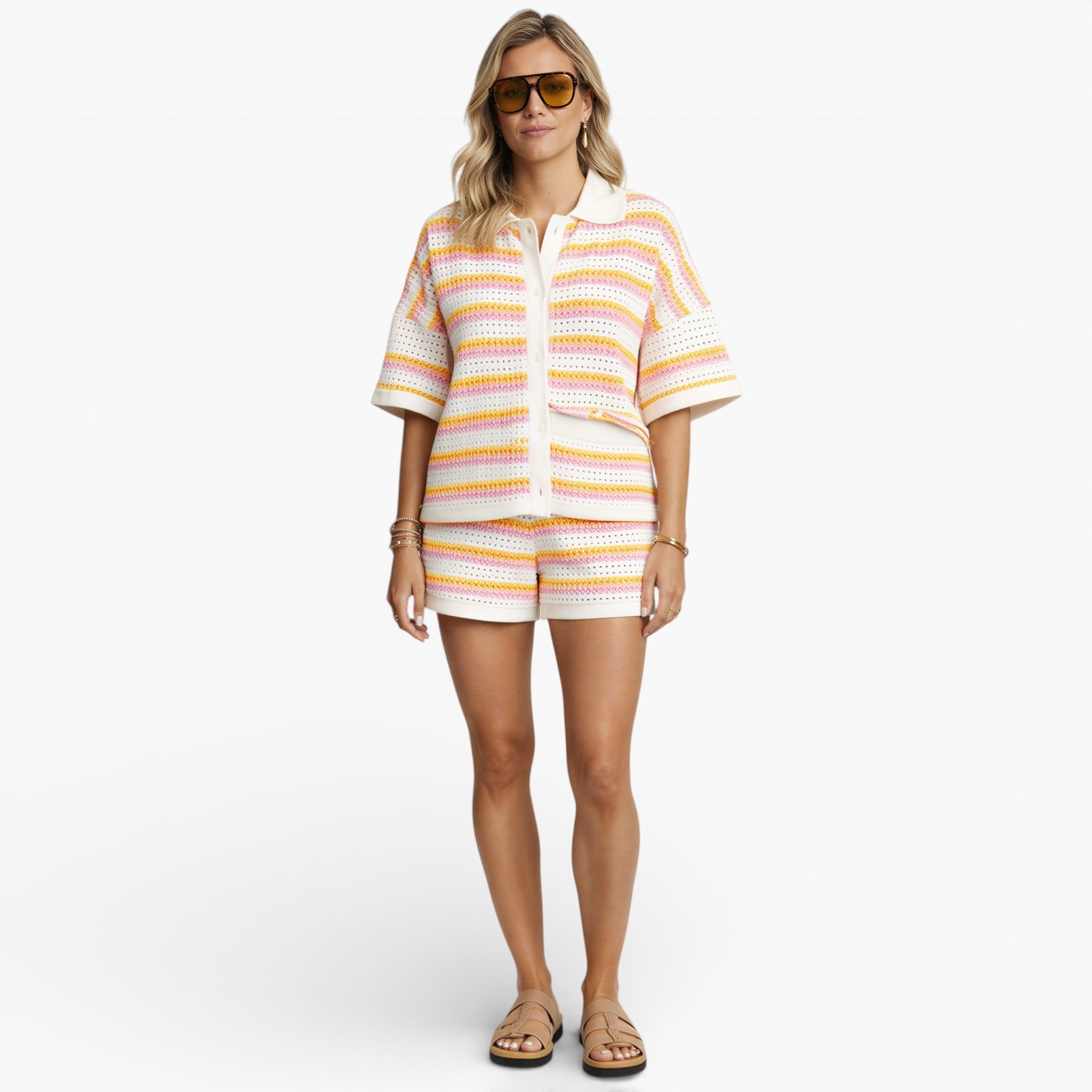 Women’s Soft Knit Shorts Set for Summer Travel and Casual Wear