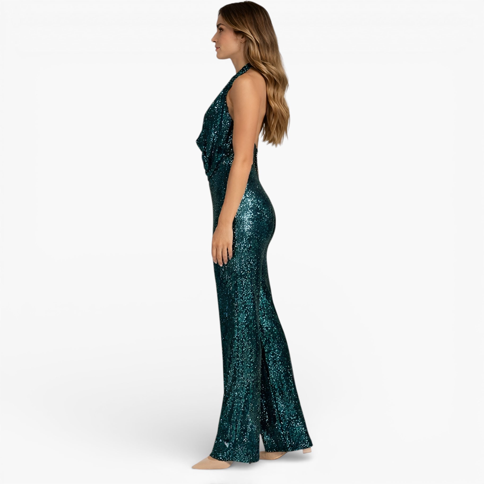 Women’s Halter Neck Jumpsuit Wide Leg Elegant Evening Outfit