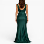 Women's Satin Maxi Dress — Sleeveless Evening Gown