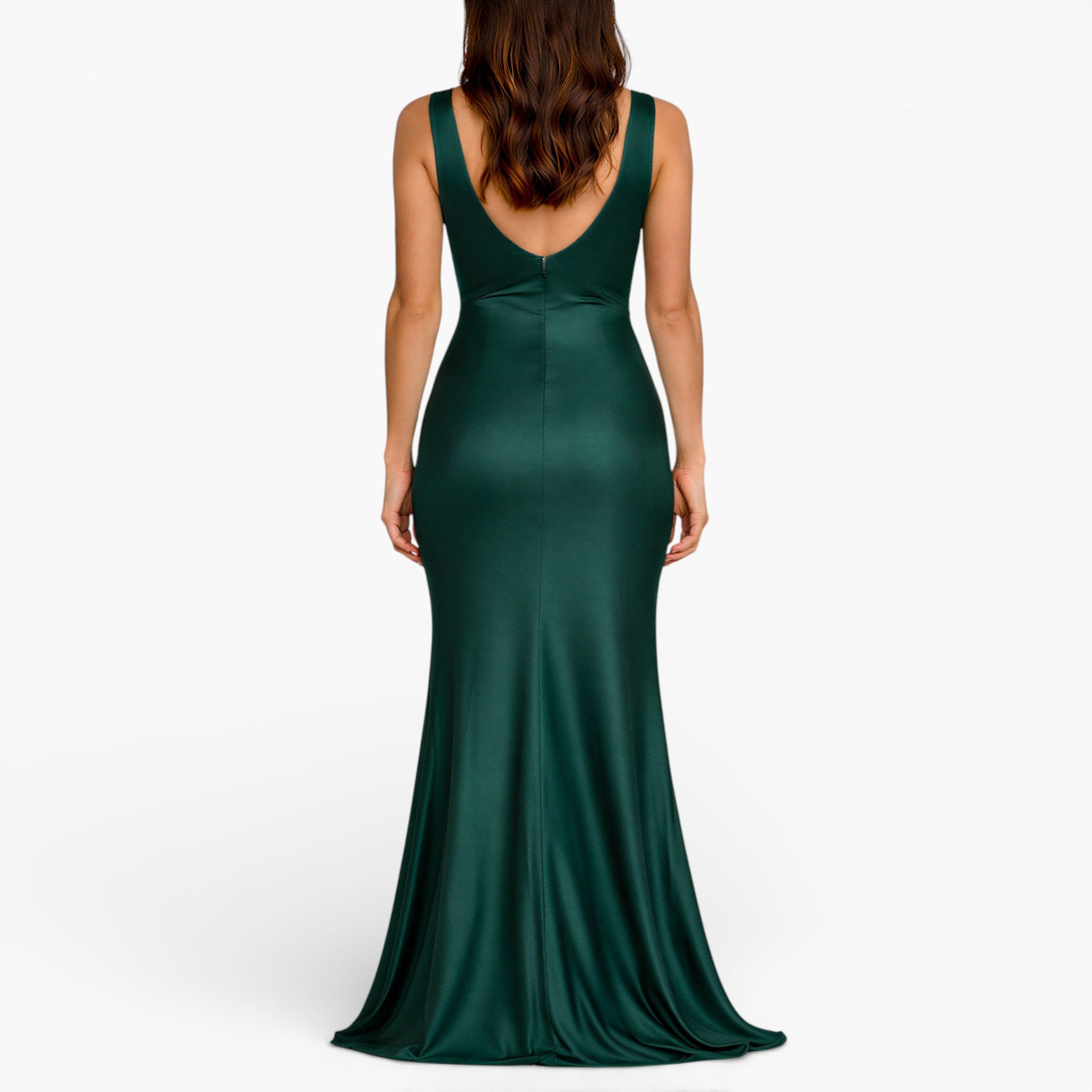 Women's Satin Maxi Dress — Sleeveless Evening Gown