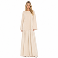 Cream oversized knit top and tiered maxi skirt set - front