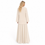 Cream oversized knit top and tiered maxi skirt set - back
