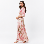 Floral silk-touch maxi dress side view
