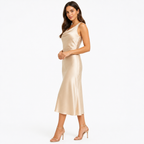 Champagne satin midi side