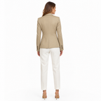 Khaki fitted blazer jacket back view