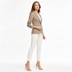 Khaki single-breasted button fitted blazer side view