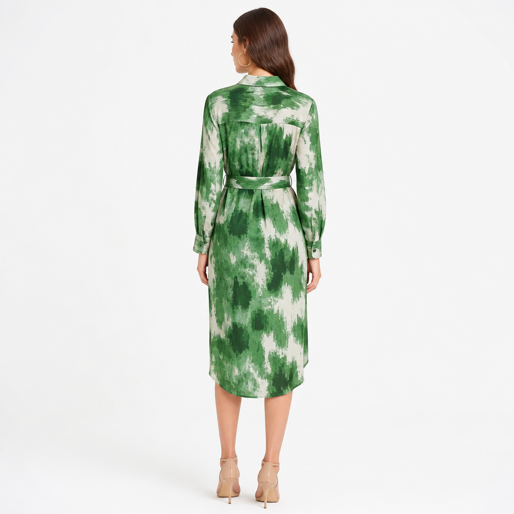 Green shirt dress back view