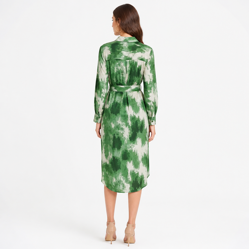 Green shirt dress back view