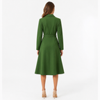Green notched-lapel midi back view