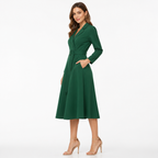 Green notched-lapel midi side view