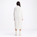 White patchwork shirt-sweater dress back view