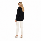 Black Cashmere O-Neck Cardigan back view
